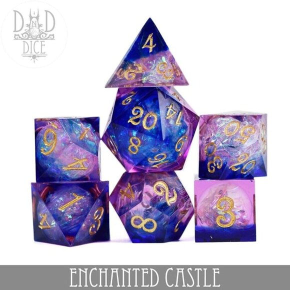 DND Dice Set - Enchanted Castle - 7 RARE Handmade Resin Dice - Fantasy RPG - Picture 2 of 4